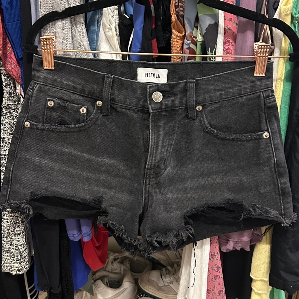 Pistola Black Jean Shorts Distressed Cut-Off Style